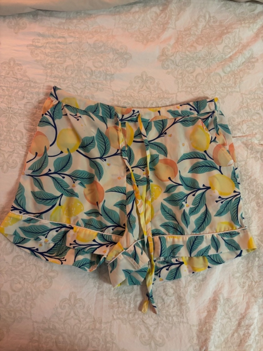 Tabitha Webb - Cream - Multi (Green, Yellow, & Orange) - Pajama Shorts - US: M